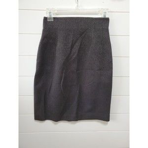 NW Emanuel Ungaro women size 4/38 black metallic thread pencil skirt pleated fit